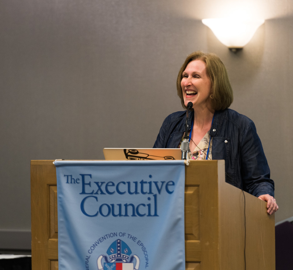 Canon Janet Waggoner addressing Executive Council