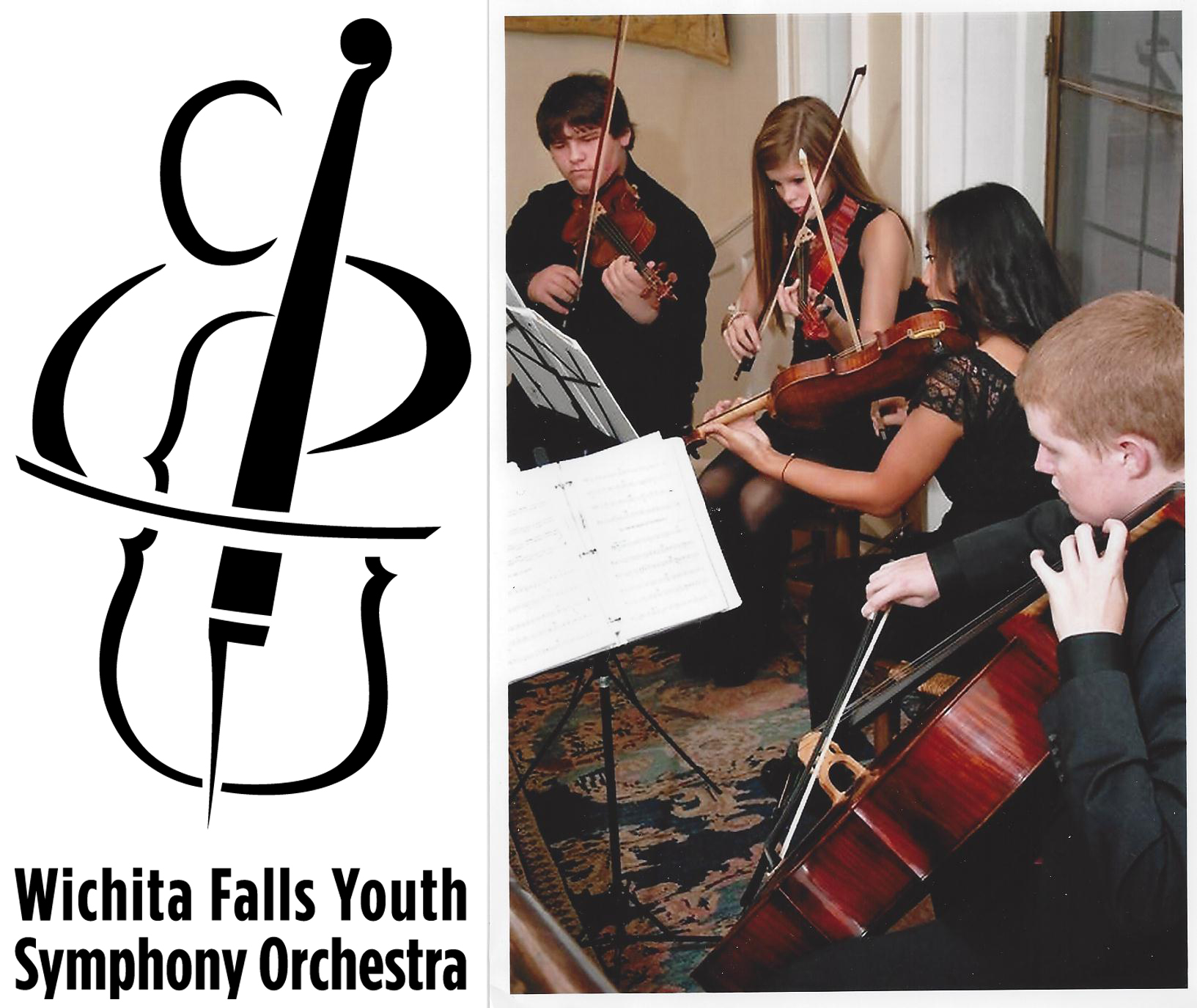 photo of string quartet of Wichita Falls Youth Symphony Orchestra