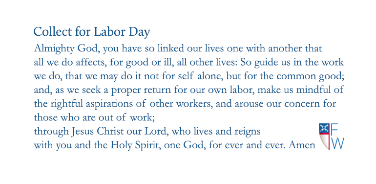 word image showing collect or prayer for labor day