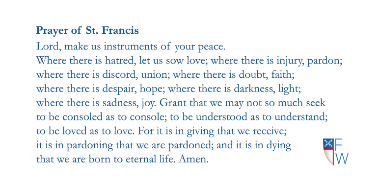 prayer of St. Francis, a prayer for peace