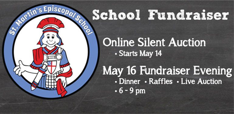logo and chalkboard image for St. Martin's Episcopal School fundraiser
